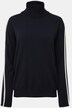 pullover, høj krave, lange ærmer, konstraststriber