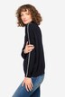 pullover, høj krave, lange ærmer, konstraststriber