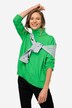 pullover, høj krave, lange ærmer, konstraststriber