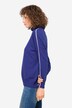 pullover, høj krave, lange ærmer, konstraststriber