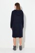 Robe en maille, motif moucheté. Effet de superposition. Capuche et manches longues. Coton bio.