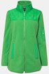 Veste en polaire bouclée, empiècements matelassés et col montant. Fermeture éclair et label OEKO-TEX