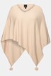 Poncho en maille, finition en pointe, pompon, col en V, sans manches