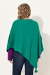 Poncho en maille, finition en pointe, pompon, col en V, sans manches