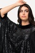 T-shirt oversized à paillettes, col roulé et manches courtes