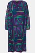 Vestido midi plisado, línea A, cuello de túnica, manga larga