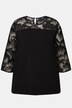 Blouse à col rond et manches 3/4, broderie et paillettes