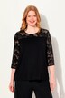 Blouse à col rond et manches 3/4, broderie et paillettes