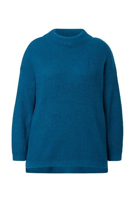 Svetr s rolákem, žebrovaný úplet, oversize, dlouhé rukávy