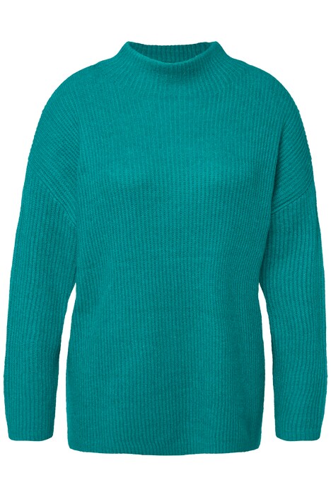 Svetr s rolákem, žebrovaný úplet, oversize, dlouhé rukávy