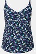 Tankini Bellieva (deux pièces), motif floral et fronces, bretelles ajustables