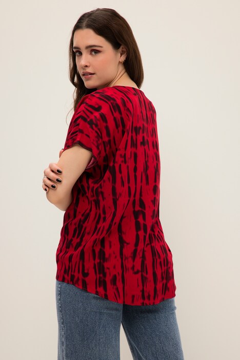 Blusenshirt, V-Ausschnitt, oversized, Batik
