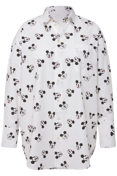 Oversize košilová halenka, Mickey Mouse, límeček, dlouhé rukávy