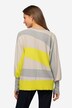 Genser, asymmetriske blokkstriper, kimono-passform, V-hals, vinklet erme