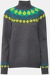 Pull norvégien à col montant et manches longues raglan, motif coloré