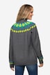 Pull norvégien à col montant et manches longues raglan, motif coloré