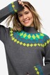 Pull norvégien à col montant et manches longues raglan, motif coloré