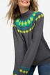 Pull norvégien à col montant et manches longues raglan, motif coloré