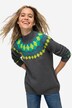 Pull norvégien à col montant et manches longues raglan, motif coloré