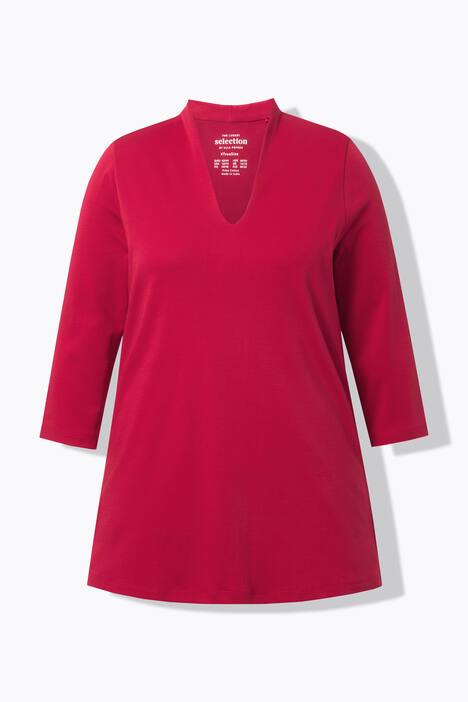 Shirt, A-lijn, gobletkraag, 3/4-mouw, Pima-katoen