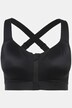 Soutien-gorge de sport, sans armatures. Bretelles croisées et fermeture à glissière.
