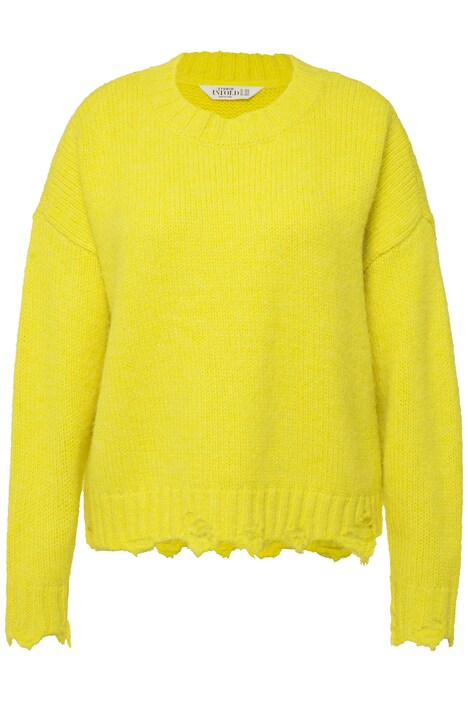 Svetr, oversize, neonová nášivka, roztrhané okraje, dlouhé rukávy