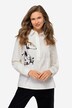 Bluse, materialblanding, isbjørnmotiv, krage, lange ermer
