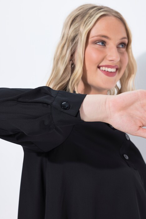 Tuniek, laagjeslook, A-lijn, opstaande kraag, lange mouwen