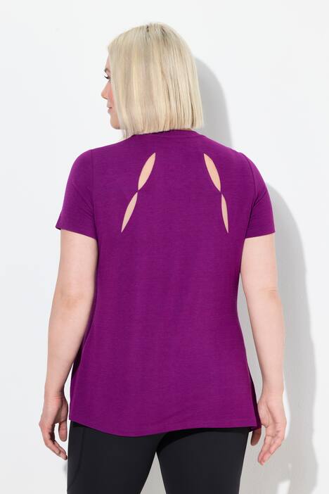 Functioneel shirt, cut-outs, V-hals, korte mouwen, gerecycled
