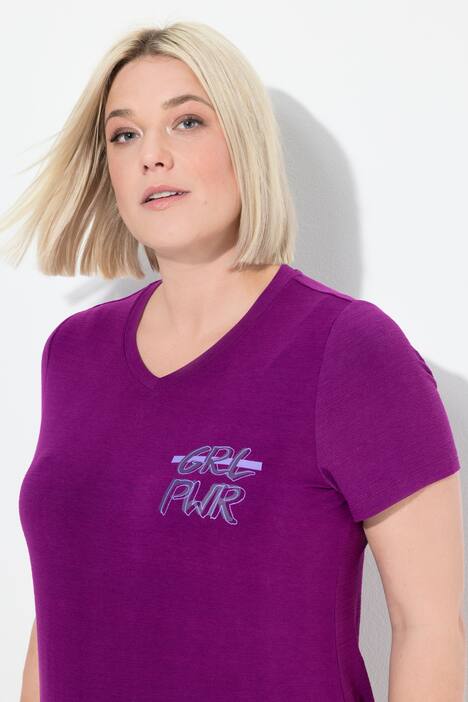 Functioneel shirt, cut-outs, V-hals, korte mouwen, gerecycled