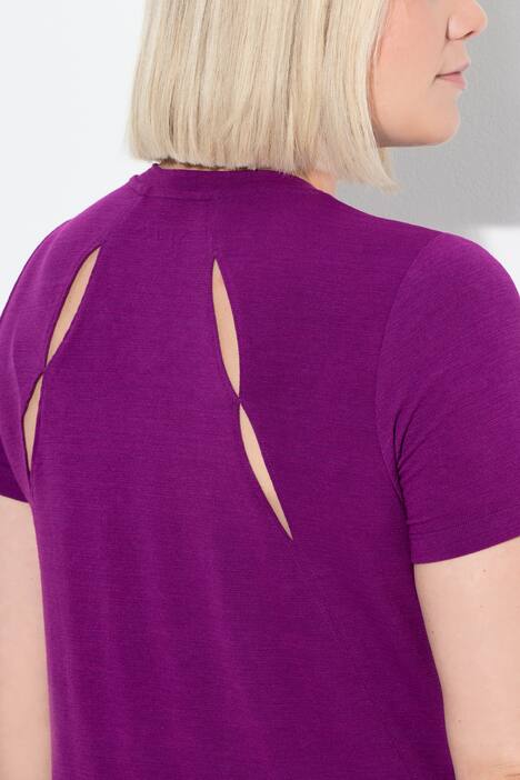 Functioneel shirt, cut-outs, V-hals, korte mouwen, gerecycled