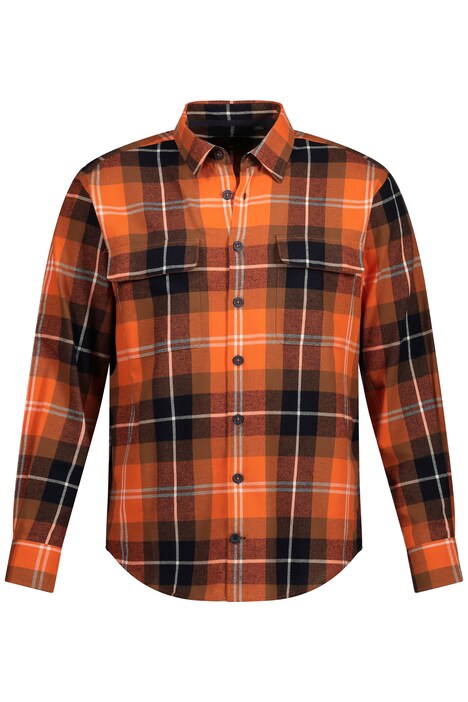 Kostkovaná flanelová košile, dlouhé rukávy, Modern střih, Kent límeček, do 8XL