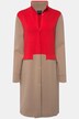 Two-toned long-sleeve snap-fastened stand-up collar cardigan