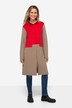 Two-toned long-sleeve snap-fastened stand-up collar cardigan