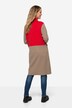 Two-toned long-sleeve snap-fastened stand-up collar cardigan