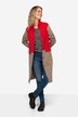 Two-toned long-sleeve snap-fastened stand-up collar cardigan