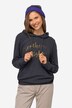 Sweat à capuche avec imprimé à message, base élastique et manches longues.