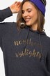 Sweat à capuche avec imprimé à message, base élastique et manches longues.
