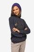 Sweat à capuche avec imprimé à message, base élastique et manches longues.
