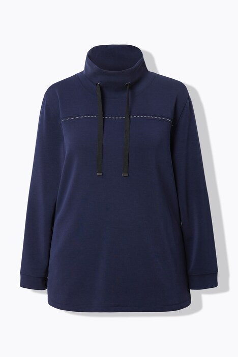 Sweat-shirt avec pierres fantaisie, collection Classic. Col montant et manches 3/4.