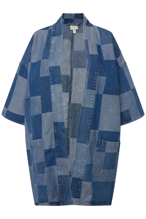 Džínové kimono, mix vzorů, vejčitý střih, 3/4 rukávy