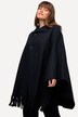 Poncho con lana, frange e collo alto