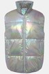 Gilet matelassé# oversize, effet holographique, avec col montant et fermeture à glissière