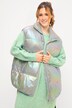 Gilet matelassé# oversize, effet holographique, avec col montant et fermeture à glissière
