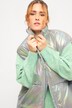 Gilet matelassé# oversize, effet holographique, avec col montant et fermeture à glissière