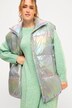 Gilet matelassé# oversize, effet holographique, avec col montant et fermeture à glissière
