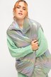 Gilet matelassé# oversize, effet holographique, avec col montant et fermeture à glissière