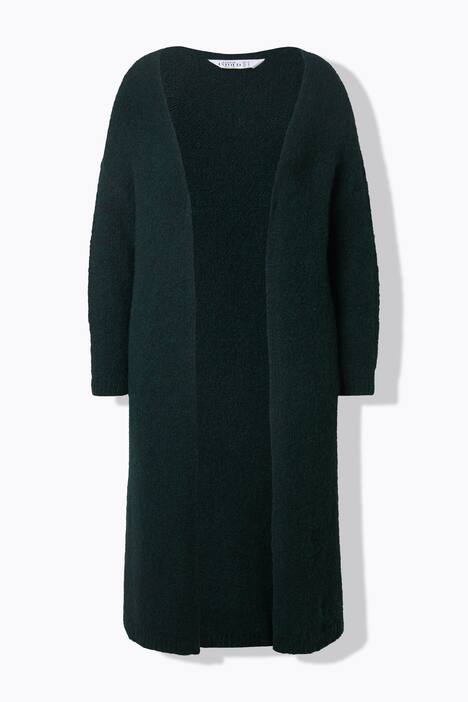Long-Strickjacke, oversized, offene Form, Langarm