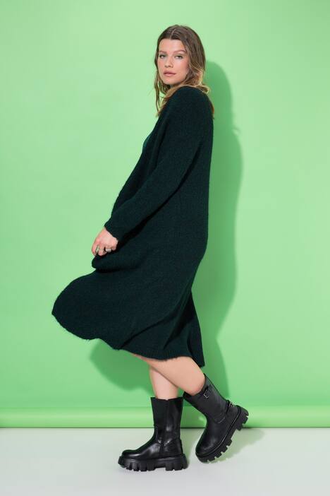 Long-Strickjacke, oversized, offene Form, Langarm