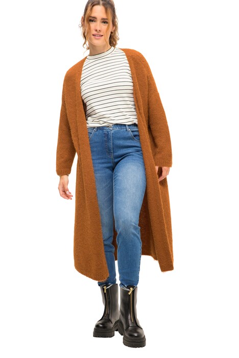 Dlouhý rozepínací svetr, oversize, otevřený střih, dlouhé rukávy